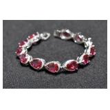 13.42 CT. PEAR CUT RUBY ESTATE STYLE BRACELET
