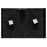 SQUARE CUT WHITE SAPPHIRE EARRINGS