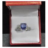 EMERAL CUT TANZANITE DINNER RING