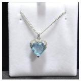 3.85 CT. BLUE TOPAZ HEART NECKLACE