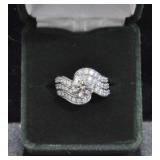 5.88 CT. ROUND CUT WHITE SAPPHIRE ESTATE STYLE RIN