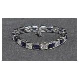 11 CT. WHITE AND BLUE SAPPHIRE TENNIS BRACELET