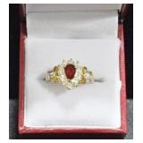 PEAR CUT RUBY DINNER RING
