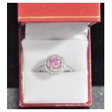 ROUND CUT PINK SAPPHIRE EVENING RING