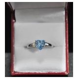 1.82 CT. BLUE TOPAZ HEART RING