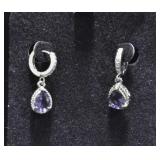 PEAR CUT AMETHYEST ESTATE STYLE EARRINGS