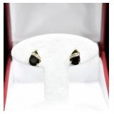 PEAR CUT ONYX AND DIAMOND EARRINGS