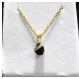 PEAR CUT ONYX AND DIAMOND NECKLACE