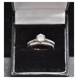 NEAR FLAWLESS WHITE TOPAZ SOLITAIR WEDDING SET