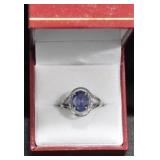 OVAL CUT TANZANITE AND DIAMOND ESTATE STYLE RING