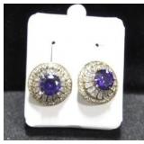 ROUND CUT AMETHYST TURKISH ESTATE STYLE EARRINGS