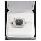 BLACK AND WHITE TOPAZ DINNER RING