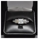 SQUARE CUT WHITE SAPPHIRE SOLITAIRE RING