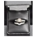 BRILLIAN CUT WHTIE SAPPHIRE WEDDING SET