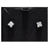 SQUARE CUT WHITE SAPPHIRE SOLITAIRE EARRINGS
