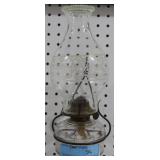 VINTAGE GLASS OIL LAMP WITH WIRE HANGER