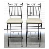 HIGH BACK IRON BAR STOOLS WITH UPHOLSTERED SEATS