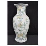 16" ASIAN STYLE VASE - CERAMIC - FLORAL PATTERN