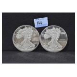 2 WALKING LIBERTY MEDALS FOR C.D.A.B.O.