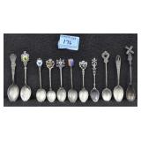 11 STERLING SILVER SOUVENIR SPOONS - APPROX. 108