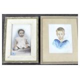 2 FRAMED ARTWORKS: YOUNG BOY - WATER COLOR BY BONN