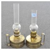 PAIR OF BRASS OIL LAMPS - MADE IN DENMARK