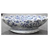 17" BLUE AND WHITE CENTERPIECE BOWL