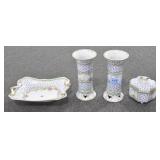 "PARIS ROYAL" CERAMIC TABLE SET: PAIR VASES, BOWL