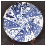 12" BLUE AND WHITE CERAMIC PLATE - ASIAN STYLE