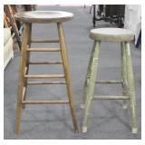 2 STOOLS: ONE PAINTED AND ONE PLAIN