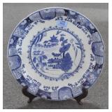 17" BLUE AND WHITE ROUND PLATTER - STONEWARE