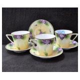 NIPPON HAND PAINTED CUPS AND SAUCERS