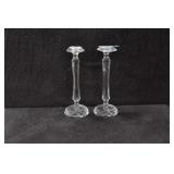 PAIR 6 1/2" CRYSTAL TAPER STICKS WITH PRISM BASE