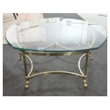 BRASS BASE/ GLASS TOP COCKTAIL TABLE