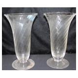 PAIR 13" CRYSTAL VASES