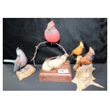 4 HAND CARVED BIRDS  ARTIST SIGNED