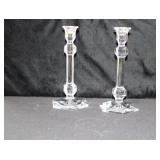 PAIR 9 1/2" CRYSTAL CANDLE STICKS
