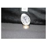 WATERFORD CRYSTAL EGG ON SILVERPLATE STAND