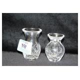 2 CRYSTAL VASES - 2 1/2" AND 3"