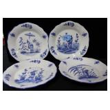9" BLUE AND WHITE SOUP BOWLS - 4 PIECES