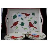 4 "CHRISTMAS HOLLY CARDINAL" BY FITZ & FLOYD AND H