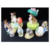 10 BEATRIX POTTER FIGURINES AND MUSIC BOXES