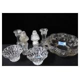 7 PCS. CRYSTAL TABLE ITEMS: SALT & PEPPER,