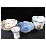 4 PCS. CERMAIC BOWLS, CUP, PLANTER