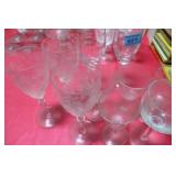 GROUPING: ETCHED AND PLAIN CRYSTAL GLASSWARE - 10