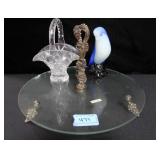 GLASS TRAY, GLASS BASKET AND GLASS BIRD
