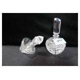2 CRYSTAL PERFUME BOTTLES WITH STOPPERS