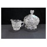 BUTTONS AND BOWS COVERED CANDY DISH AND CREAMER