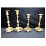 2 PAIR BRASS CANDLESTICKS