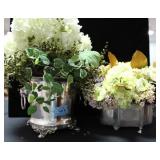 2 ARTIFICIAL ARRANGEMENTS IN SILVERPLATE HOLDERS
